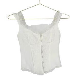 White Lace Corset Top Coquette Lacy Sexy Women's S Baddie Coquette